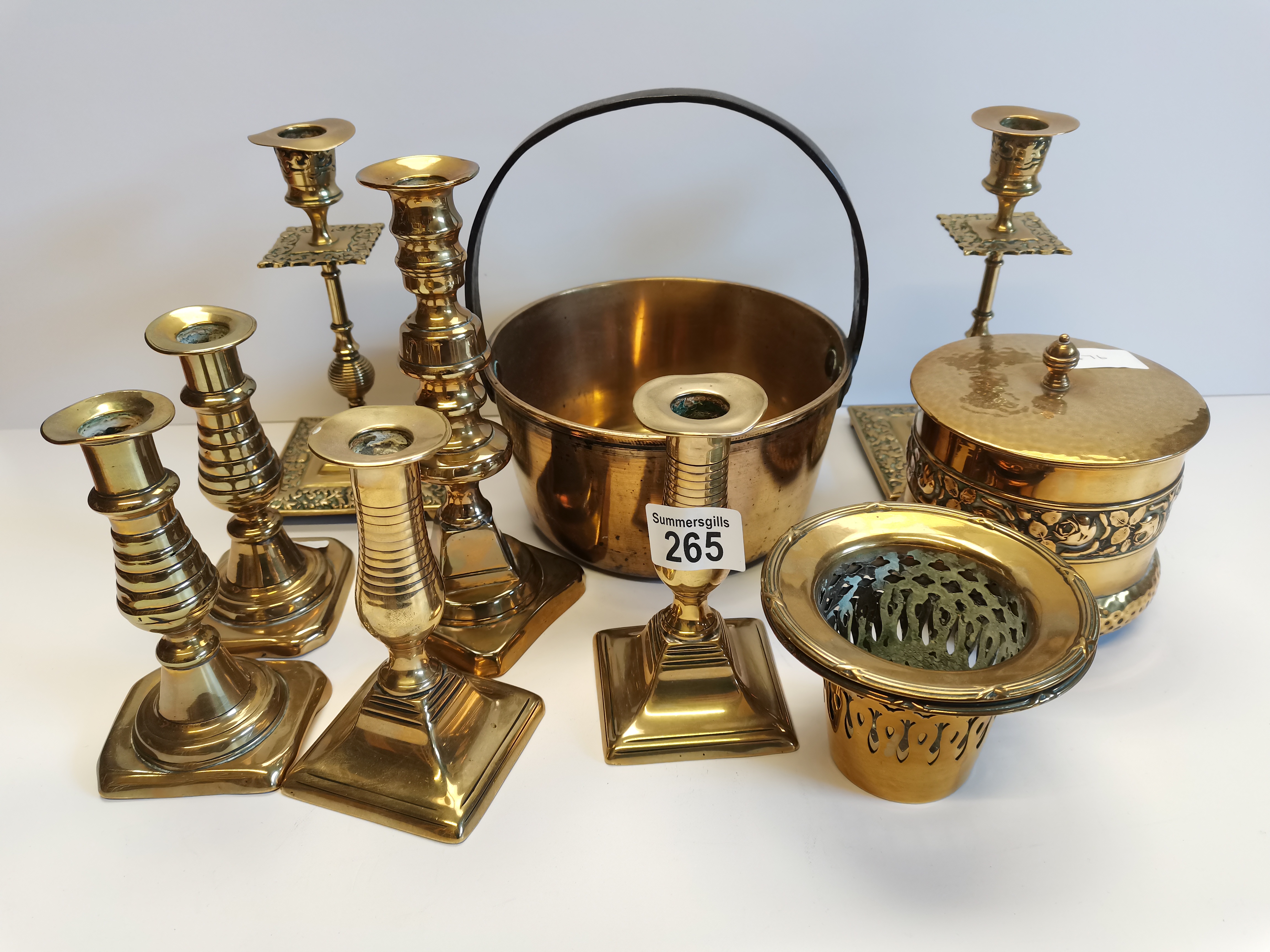 Brass items incl candlesticks