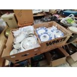 2 x boxes crockery - Cauldon blue and white plus Churchill