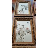 Pair of framed Oriental silk pictures