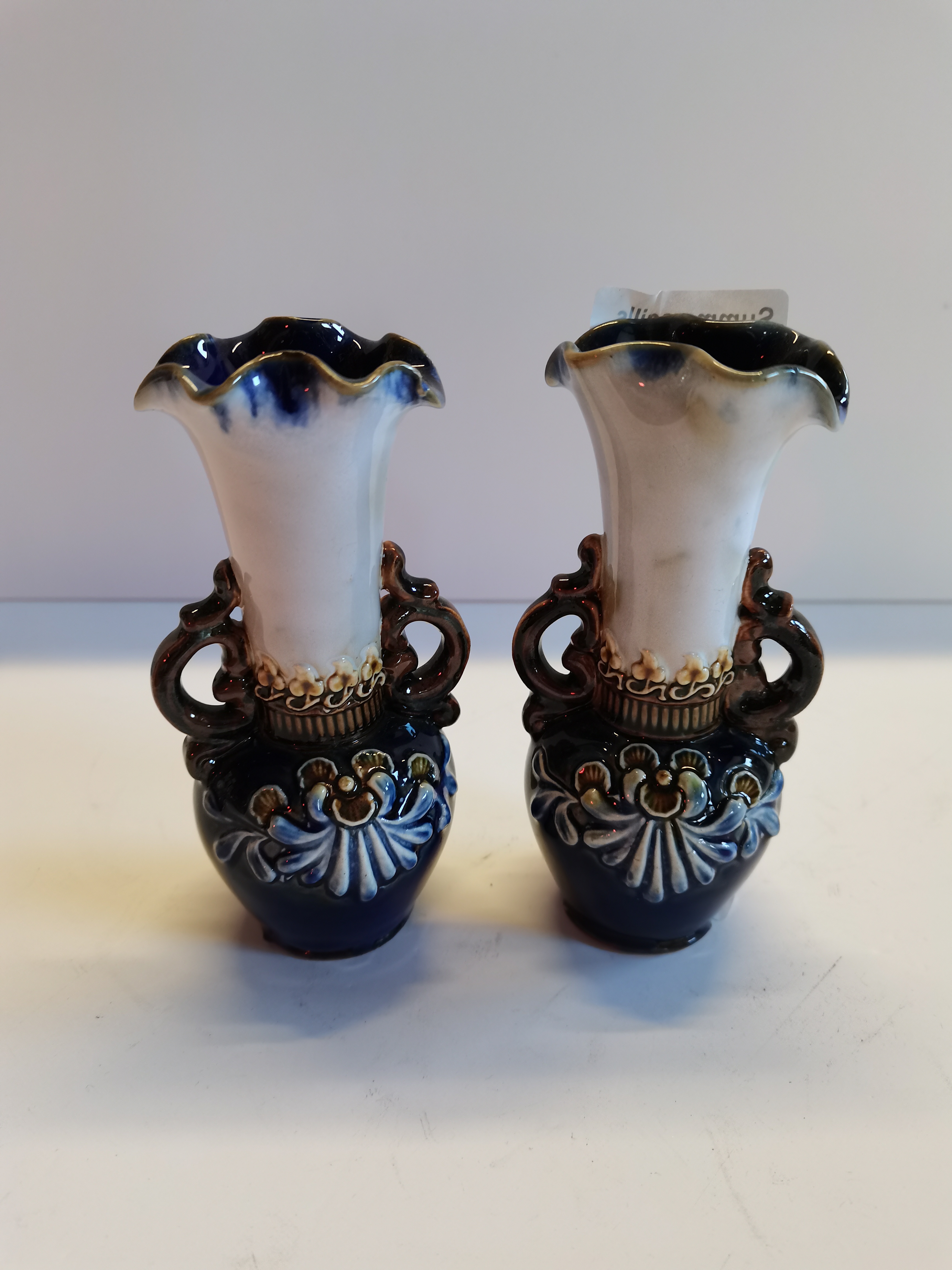 Pair of Doulton vases 13cm height slight chip to base - Image 2 of 3