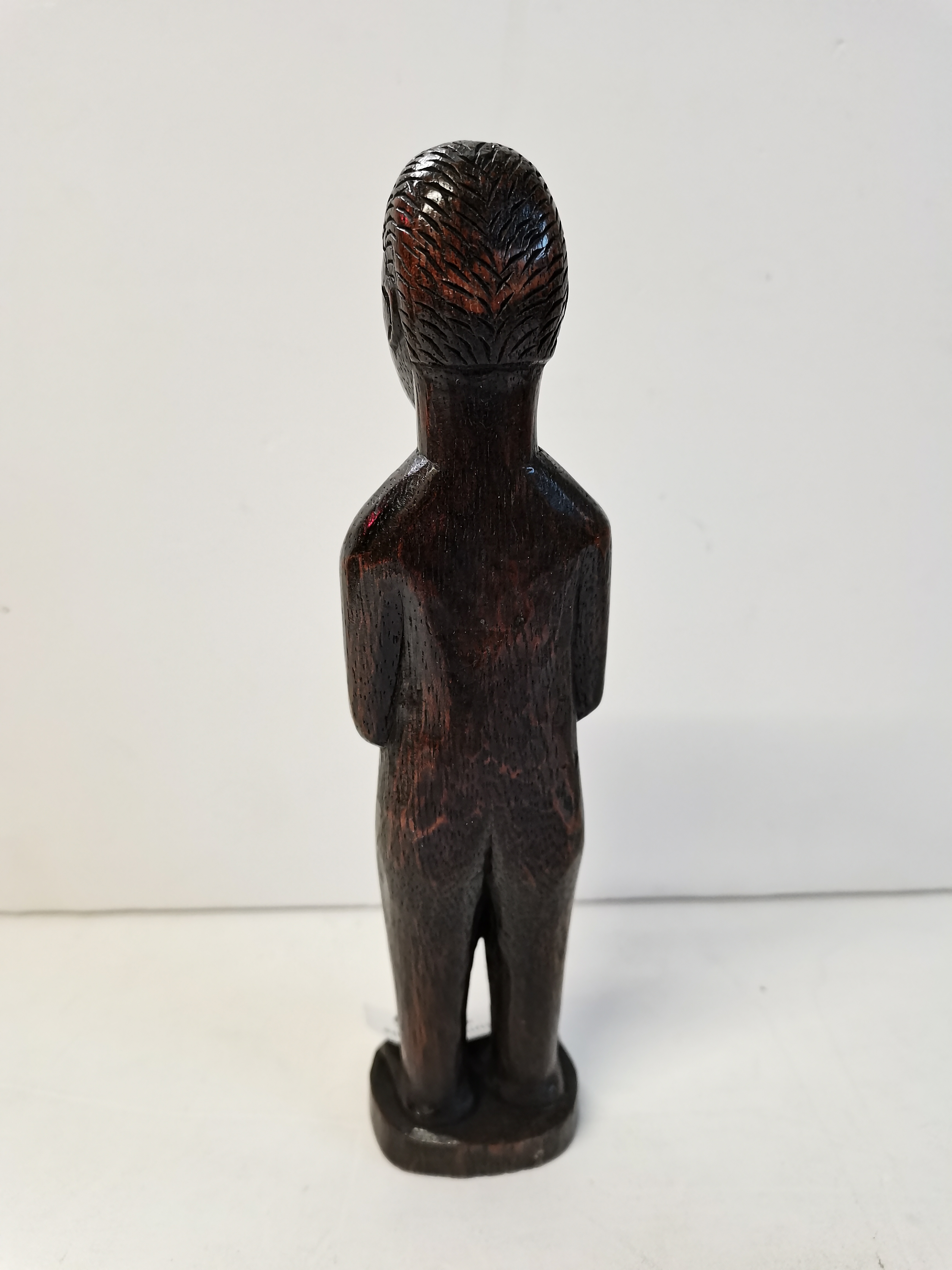 19th Century African carved hardwood figure of male chieftain with staff and loin cloth - Image 2 of 2