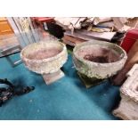 Stone effect garden urns x 2