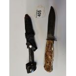 Bone handled camping army style knife