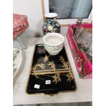 Oriental tray and vases