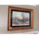 Winter scene in gilt frame