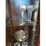Glass dishes and wine glasses