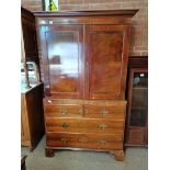 Antique Mahogany linen press 112cm width 198cm height x 550 depth with top having 2 drawers