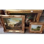 4 x Oils on boards in gilt frames