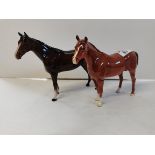 x2 Beswick horses bay and chestnut.