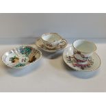 X2 Meissen tea cups and saucers and one Meissen Saucer - The condition of the Saucer it’s own has