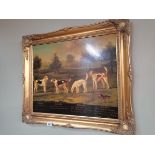 Framed picture of hunting hounds