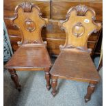 Pair of Edwardian hall chairs