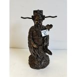 Chinese Bronze Deity figure. 29cm tall 'Luxing' the Sanxing God of prosperity (with hat and