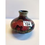 Moorcroft small vase, fruit and Finch. Excellent condition