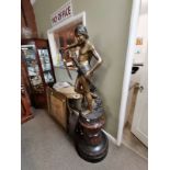 6ft bronze statue of David and Goliath with Victorian carved wooden base