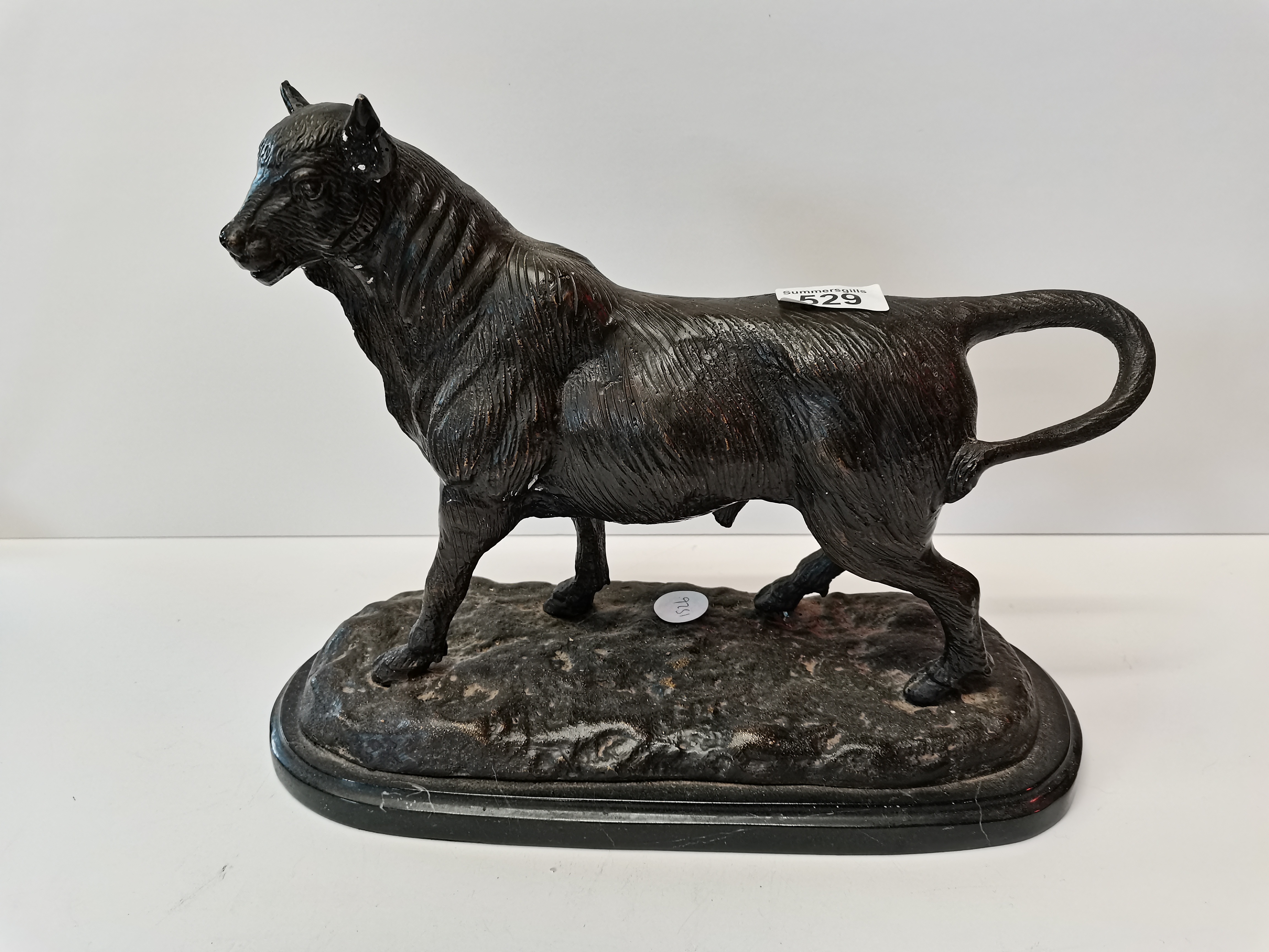 Bronze bull on plinth signed A Barye