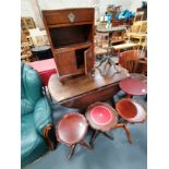 Misc. furniture inc drop leaf table and x5 side tables and beside cabinet
