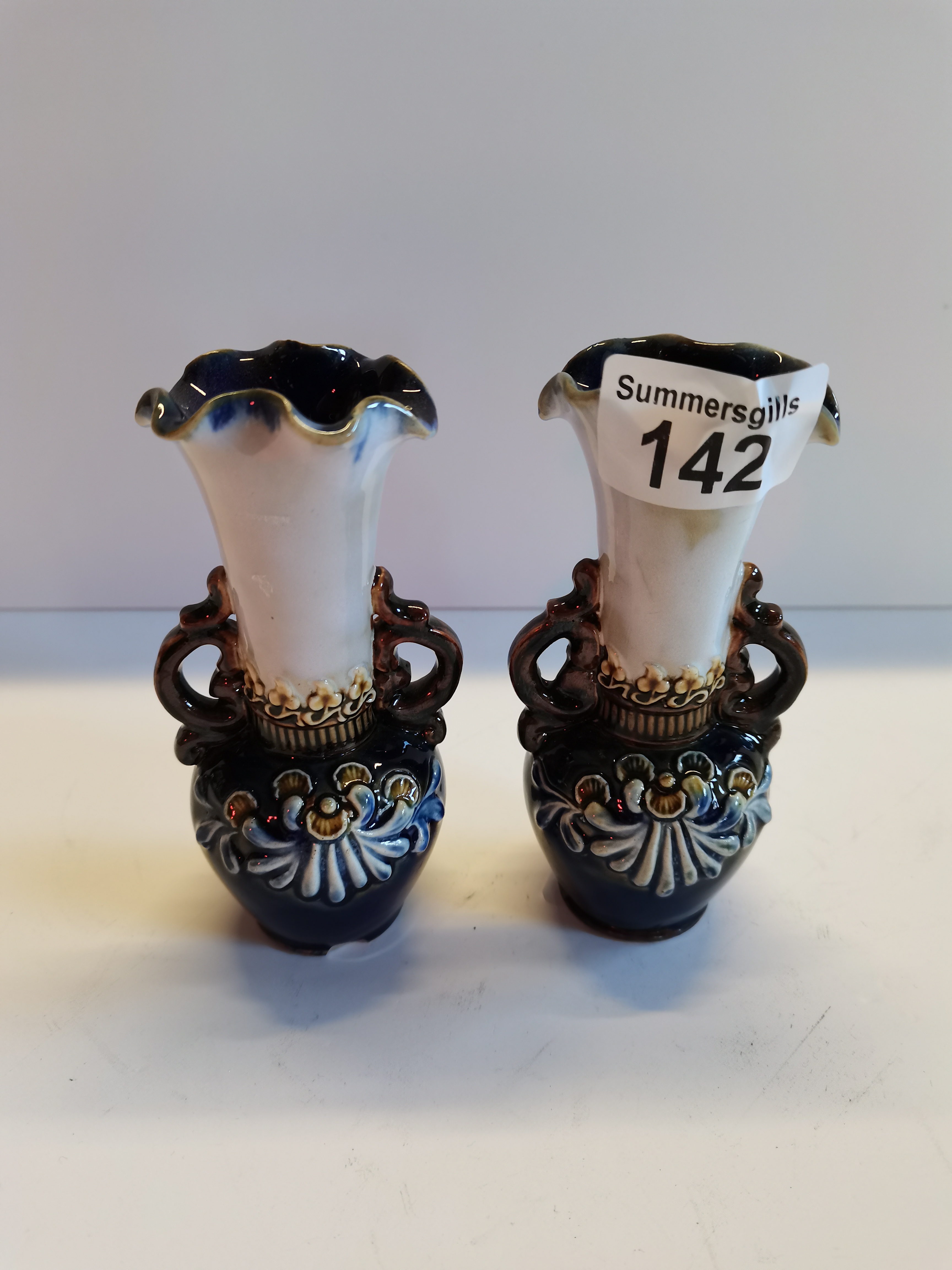 Pair of Doulton vases 13cm height slight chip to base