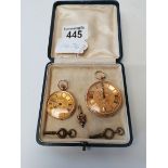 Gents and ladies gold pocket watches 18k Sheffield maker ex . Condition