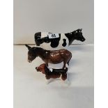 Beswick cow, donkey and beagle