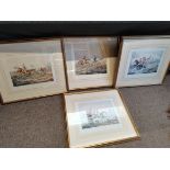 Set of 4 framed Hunting Prints "Fores's Hunting Sketches"