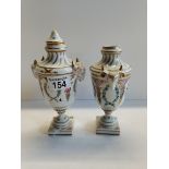 X2 Porcelain vases, one with missing lid