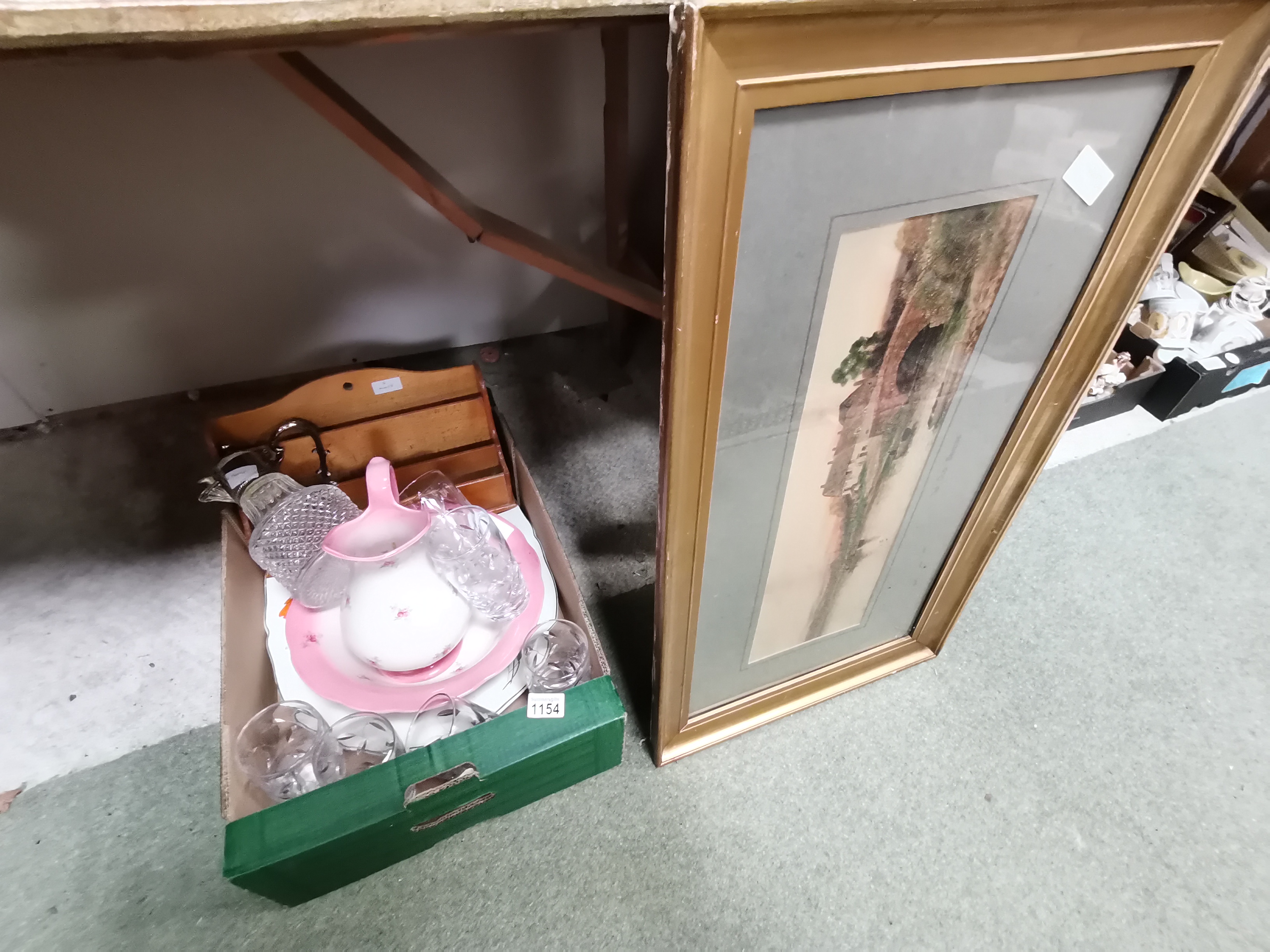 Misc. items incl jug and bowl set and 2 x framed pictures