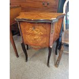 French style satinwood table with marquetry inlay