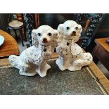 A pair of Victorian Staffordshire dogs - has some crazing on them not chips or cracks