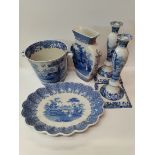 2 x Spode Italian design candlesticks, champagne bucket and Spode Blue Room collection vase and Oval