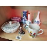 Wedgwood items plus Border fine art "evening vigil" and Ken Dodd's diddymen 1970s cup