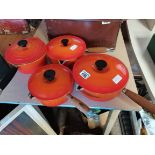 4 x Le Creuset pans with lids