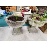 Stone effect garden urns x 2