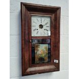 American Wall clock with painted Oriental scene