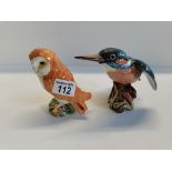 Beswick Owl and Kingfisher - Both excellent condition not chips or cracks