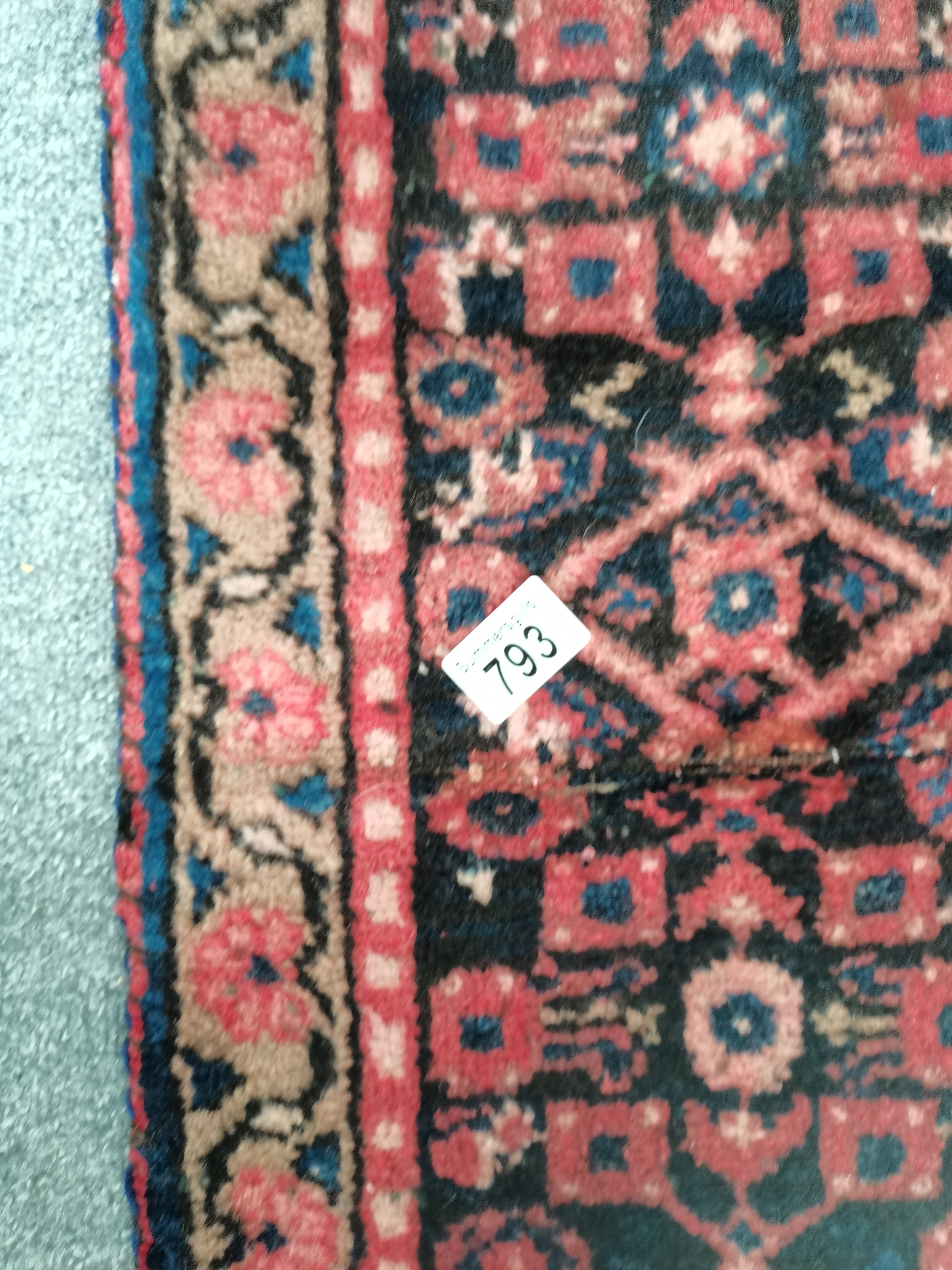 1.2 x 3.3m antique rug in red and blue colouring