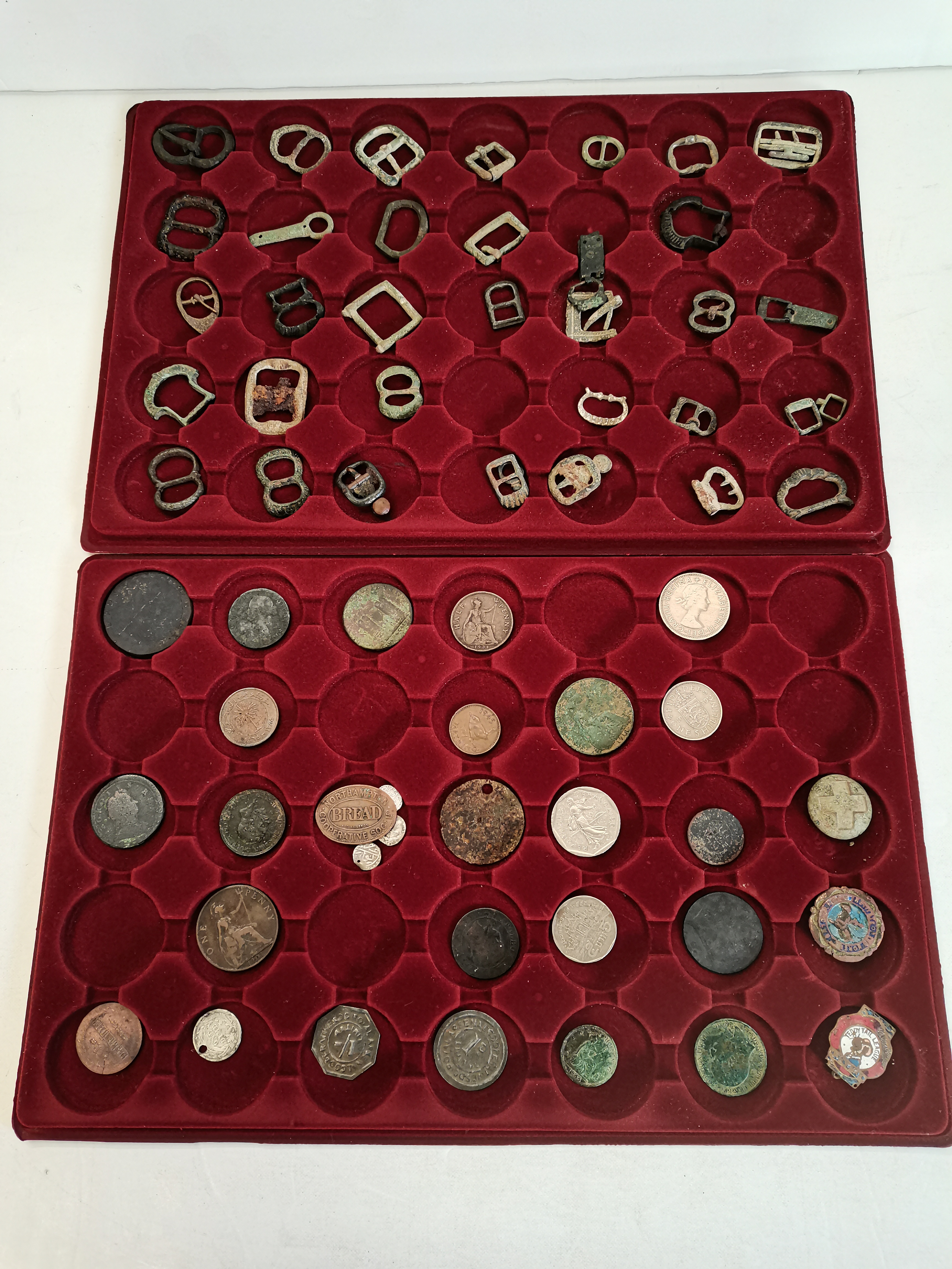 Collection of coins in display box