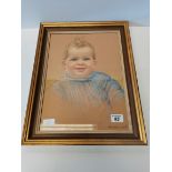 Chalk picture of baby signed Renoir copy