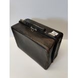 1920's Gentleman's Leather Fitted Suitcase with glass bottles