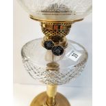 Ornate Etched glass and Brass Oil Lamp