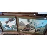 2 large framed railway pictures by Don Breckon plus one by Alan Fearnely