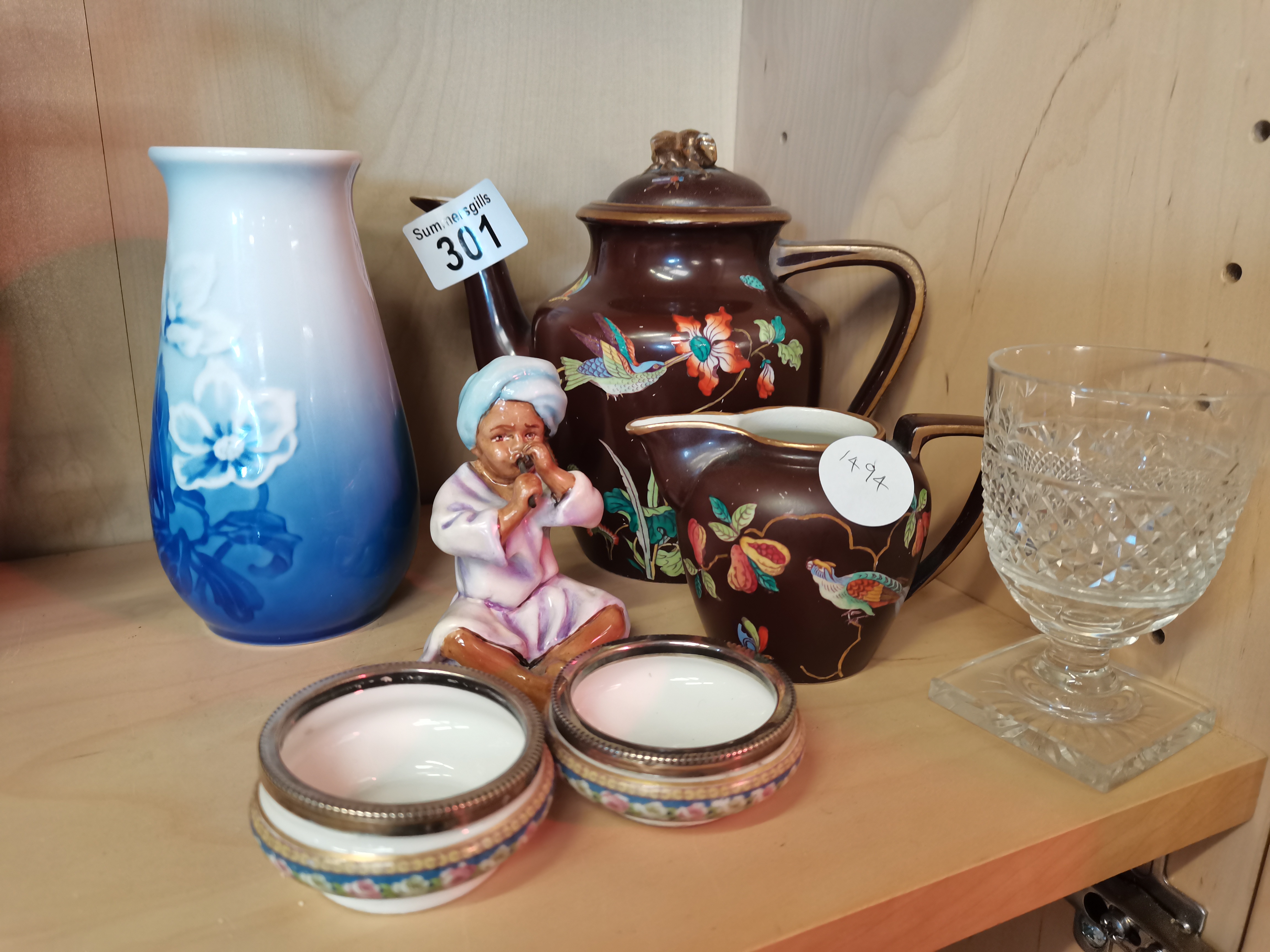 Ceramics including small Copenhagen vase, Doulton figure, Limoges etc