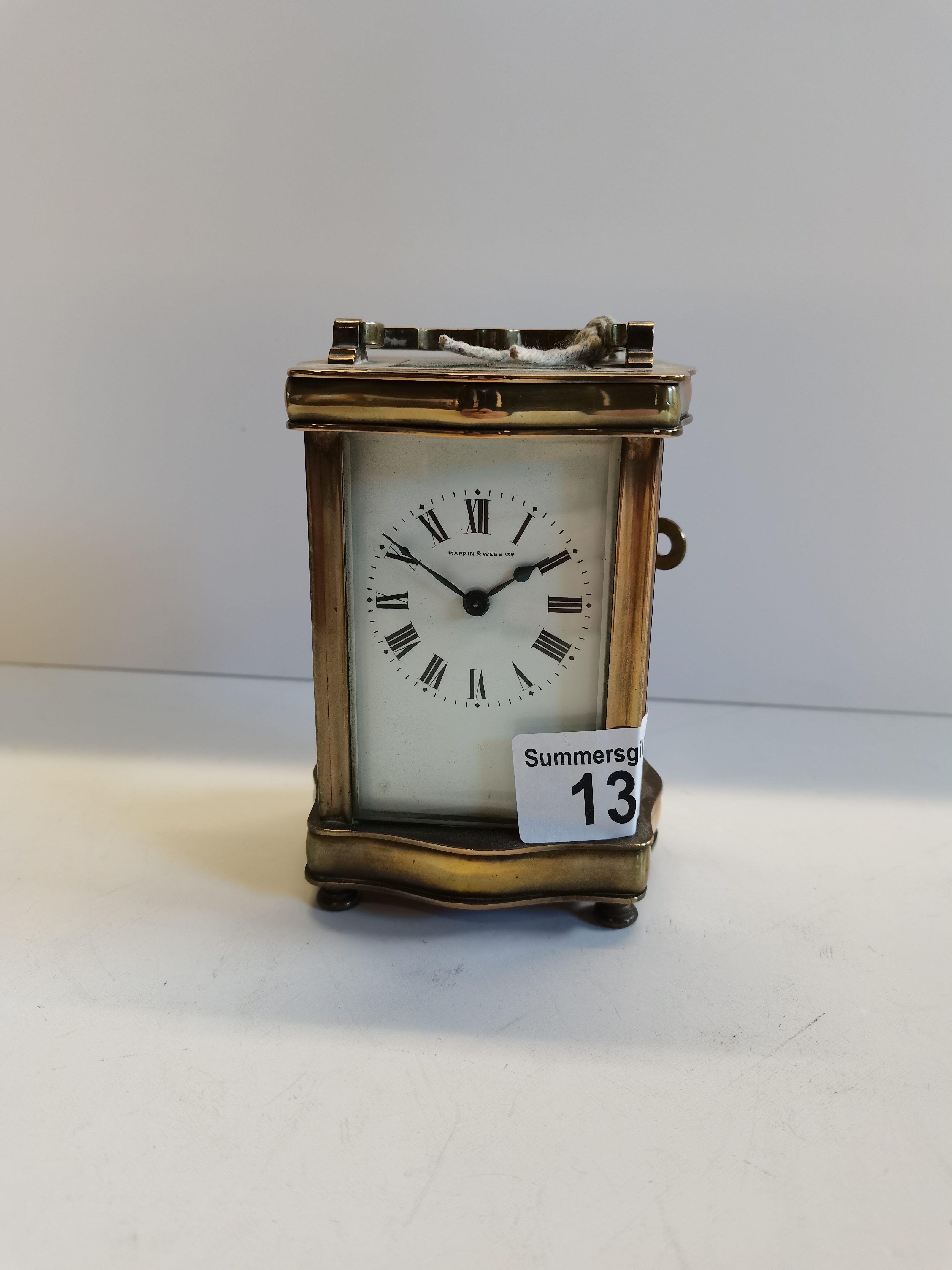 Small Brass carriage clock with key 7.5cm x 12cm
