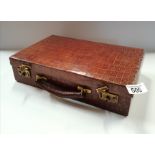 Crocodile skin patterned small leather briefcase