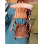 Antique farmhouse oak spindle back chair
