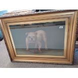 1m x 75cm large antique oil painting of a bull dog