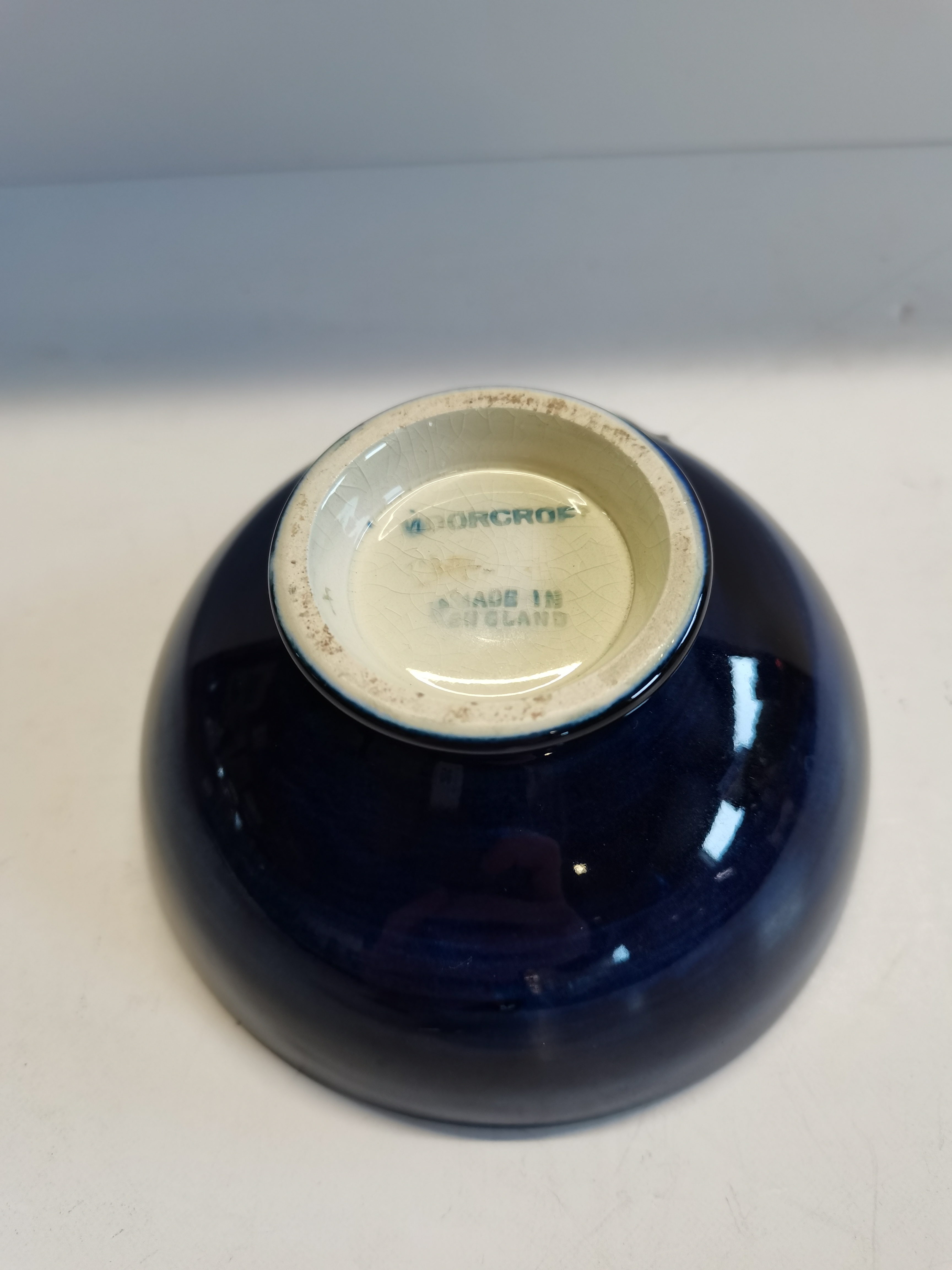Moorcroft pottery bowl, Anemore pattern on cobalt blue. Excellent condition not chips or cracks - Image 2 of 2