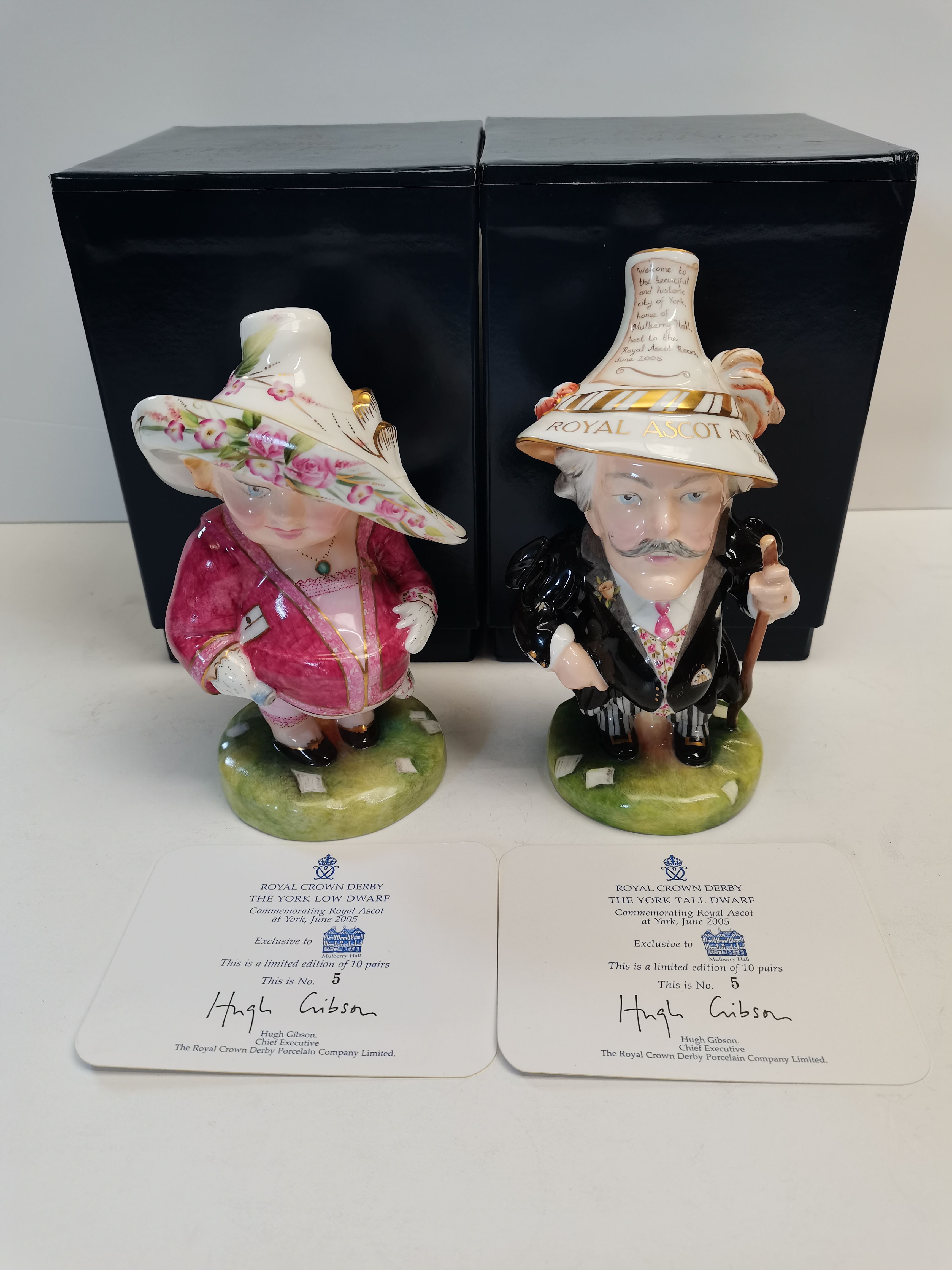 A pair of limited edition Royal Crown Derby Dwarfs - 'The York Low Dwarf' & 'The York Tall Dwarf'