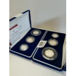 X2 sets of 2003 - Silver proof Piedfort 3-coin collection. £1, £2 & 50p - in original presentation