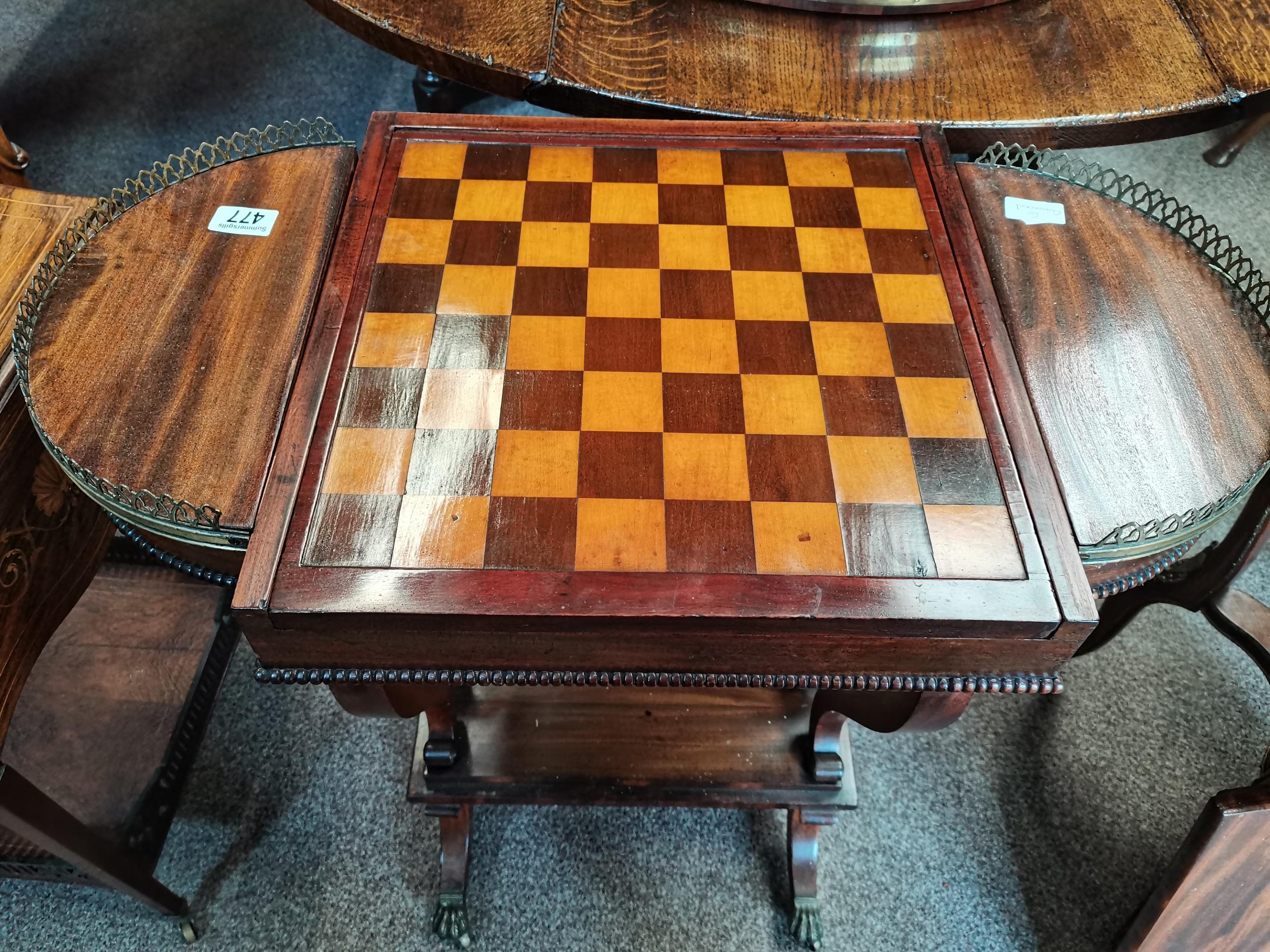 Antique writing/games table - Image 5 of 6